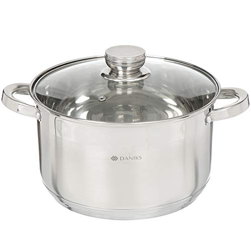 Standard 7 Quart Stainless Steel Stock Pot with Glass Lid (7 Quarts)