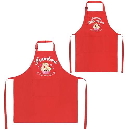 2 Pcs Adults Kids Matching Apron Set (Grandma-grandma‘s Helper)