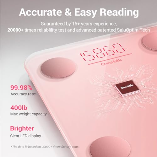 Smart Scale for Body Weight Digital Bathroom Scale with BMI Body Fat (Pink)