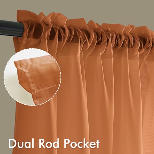 Fall Orange Sheer Curtains 108 Inches Long 4 Panels 42 x 108 Inches (42"W x 108"L (Pack of 4) / Orange)