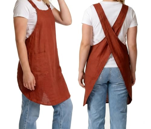 Soft Cotton Linen Cross Back Pull (Brown)