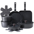 17 Piece Nonstick Detachable Handle Pots and Pans Set Black (Black / 17 Piece)