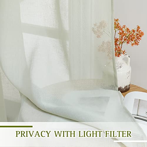 Semi Sheer Sage Green Linen Curtains 63 inch Length (36"W x 63"L (Pack of 2) / Sage Green)