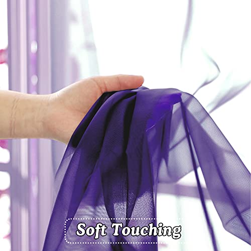 Purple Sheer Curtains 45 Inches Long 2 Panels (Purple / 42"W x 45"L (Pack of 2))