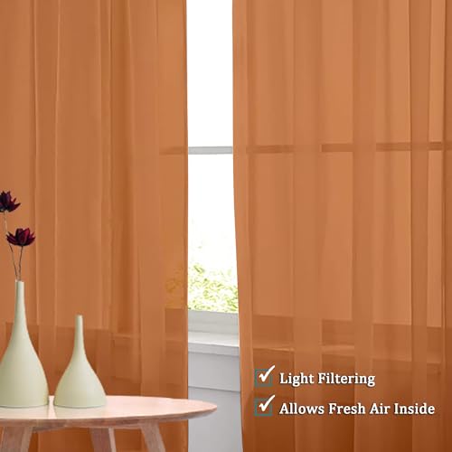 Orange Sheer Curtains 54 Inches Long 2 Panels (Orange / 42"W x 54"L (Pack of 2))