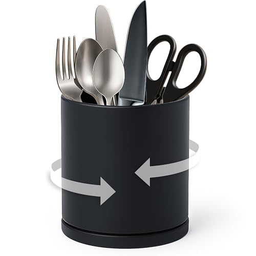 360° Rotating Kitchen Utensil Holder (Black / 5")