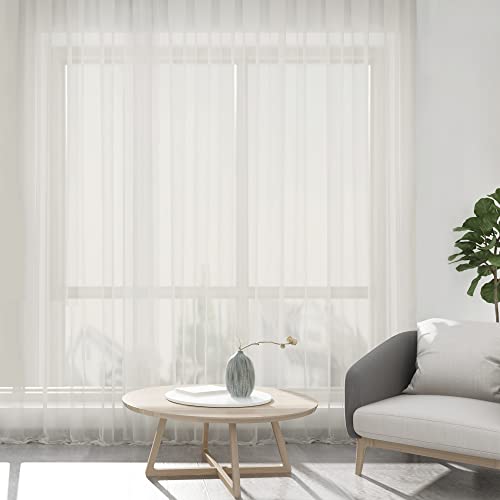 Extra Long Sheer Curtains 120 Inch (Ivory / 42"W x 120"L (Pack of 2))