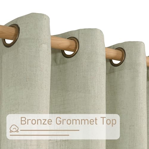 Sage Grey Sheer Linen Curtains 54 Inch Length for Bedroom 2 Panels (52"W x 54"L (Pack of 2) / Sage Grey)