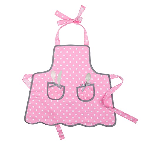 Kitchen Aprons with Pockets for Mother and Daughter (Pink Polka Dot)