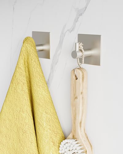 Paper Towel Holder Under Cabinet with 2Hooks Self Adhesive Silver (Brushed Nickel / Holder+2 Hooks)