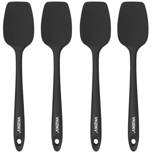 4 Pcs Silicone Spoon Spatula Set (Black)