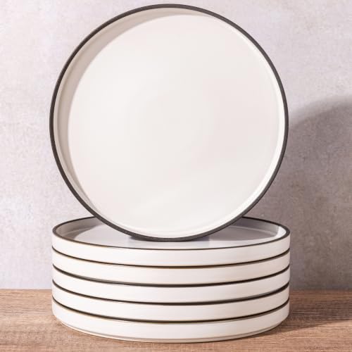 Ceramic Dinner Plates Set of 6 (Black Rim / 10.25Inch-6pcs)