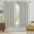 Greige 100% Blackout Curtains 63 inches Long for Bedroom (Greige / 52"W x 63"L (Pack of 2))