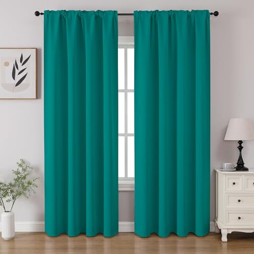 Turquoise Blackout Curtains 96 inch Length 2 Panels Set (Turquoise / 52"W x 96"L (Pack of 2))