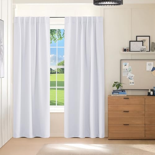 Rod Pocket and Back Tab Blackout Curtains for Bedroom (Pure White / 70"W x 84"L (Pack of 2))
