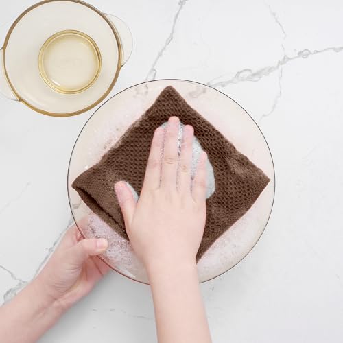 100% Cotton Waffle Weave Kitchen Dish Cloths 8 (Coffee / 12 X 12 - 8 Pack)