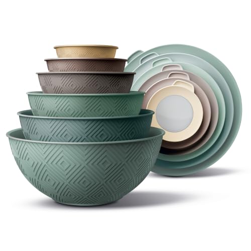 Mixing Bowls with Lids (Mint Rhombus)