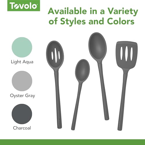 Flex Core Silicone Deep Spoon for Cooking Mixing Baking Serving (Charcoal / Solid Deep Spoon)