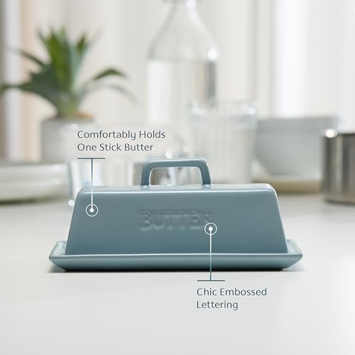 Ceramic Butter Dish with Lid (Casper Blue)