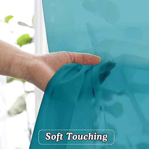 2 Panels Sheer Window Curtain Panels 96" Length for Bedroom (Turquoise / 42"W x 96"L (Pack of 2))