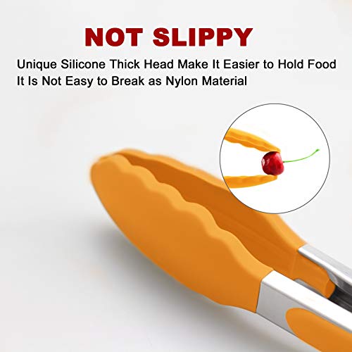 3 Pack Silicone Kitchen Tongs (Orange)