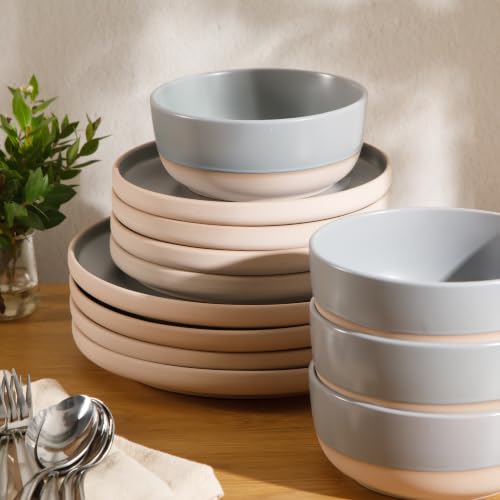Plates and Bowls Set (Service for 4 (12pcs) / Grey (Bluegrass Valley))