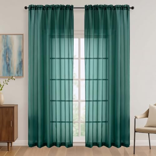 Hunter Green Bedroom Curtains 2 Panel Sets 90 Inch Length (Hunter Green / 59"W x 90"L (Pack of 2))