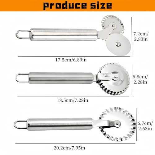 3 PCS Stainless Steel Pastry Wheel Cutter