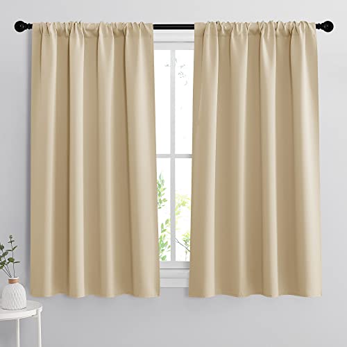 Extra Wide Curtains for Bedroom Living Dining Room 63 inches Long (Biscotti Beige / 62"W x 63"L (Pack of 2))