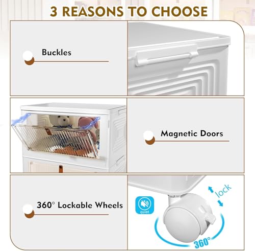 4 Tier Plastic Storage Bins with Lid 23QT (White / 23Qt 4-Tier)