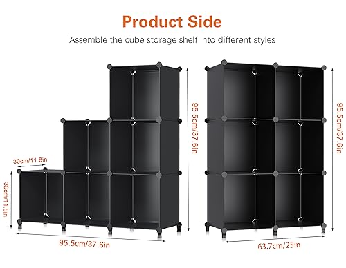 Stackble Cube Storage Organizer Modular Closet Organizers and Storage (Black / 11.8 x 11.8 x 11.8 Inch)
