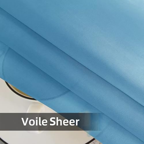 Solid Sheer Rod Pocket Curtain Voile Draperies 2 Panels White Beige Black Grey Ivory 52 Inch Width 72 Inch Long 1 Pair for Kitchen Bedroom Children Living Room Yard (Blue / 52"W x 72"L (Pack of 2))