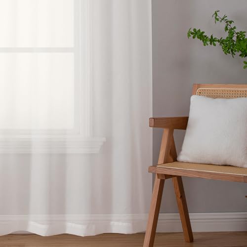 Modern Sheer Window Curtains (42"W x 90"L (Pack of 2) / Ivory)