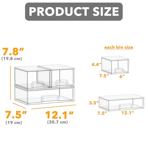 Bottle Storage Organizer Baby (7.8"H, 3 Pack, 2S1L / Clear)