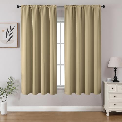 Beige Blackout Curtain 45 inch Length 2 Panels (Beige / 52"W x 45"L (Pack of 2))