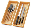 Bamboo Kitchen Drawer Organizer Set of 2 (Bamboo / 15" x 6" x 2")