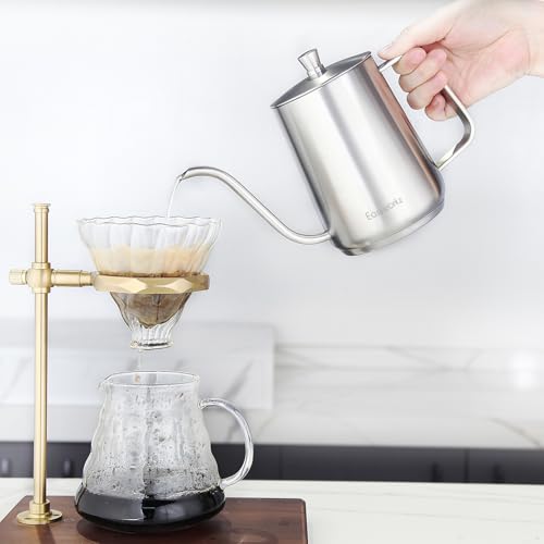Gooseneck Pour Over Coffee Kettle 30 fl oz Stainless Steel Hand Drip Coffee Pot With Long Narrow Spout (Silver)