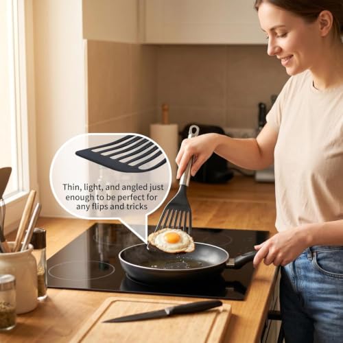 2 Pack Thin Flexible Fish Spatula for Nonstick Cookware (Medium (2 Pack))