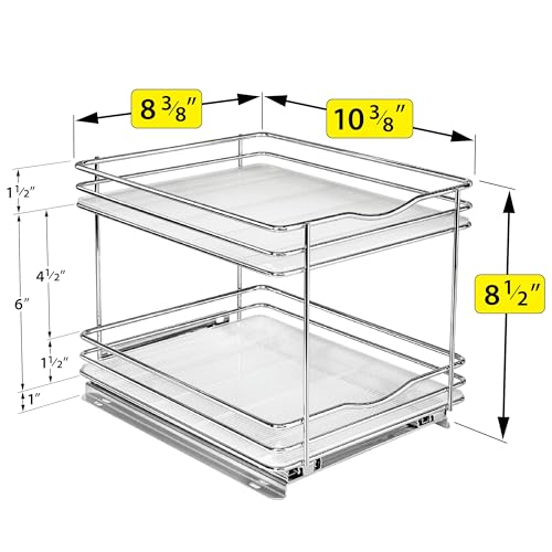 Pull Out Spice Organization for Cabinets (Chrome / 8-1/4" - 2 Tier)
