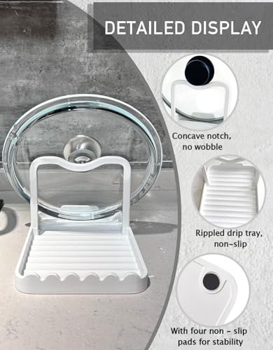 Anti Rust Metal Spoon Rest with Lid Holder While Cooking (White / 1-LAYER)