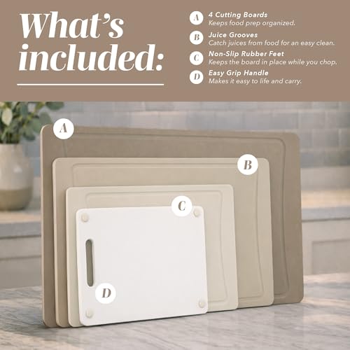 Non Slip Cutting Board Set (4 Cutting Boards / Brown)