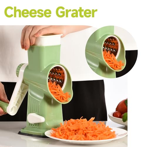 Rotary Cheese Grater Hand Crank Transparent (9.06"L x 4.33"W x 9.07"H / Green)