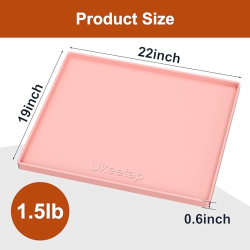 22" x 19" Extra Thick Silicone Mat Waterproof with Raised Edge (Pink / 22"L x 19"W)