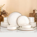Stoneware Dinnerware Sets for 4 (Service for 4 / Beige (Handbrush Rim))