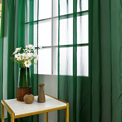 Sheer Voile Window Treatment Rod Pocket Curtain Panels for Kitchen Bedroom Living Room Drapes Sunlight Filtering Privacy Semi Home Decor Assorted Colors Sizes (Foliage Green / 52"W x 84"L (Pack of 2))