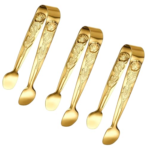 3PCS Mini Serving Tongs (Gold)