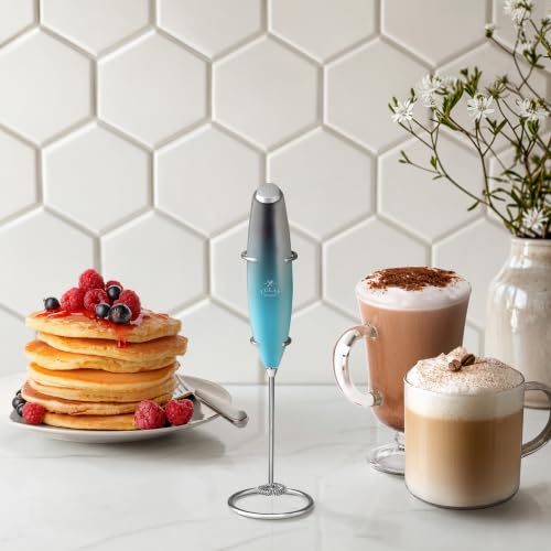 Powerful Milk Frother Wand With Duracell Batteries (Graphite Blue / Z1 Motor + Batteries)