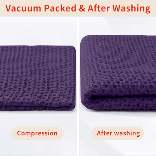 100% Cotton Waffle Weave Kitchen Dish Towels 24 (Eggplant / 13 X 28 - 24 Pack)