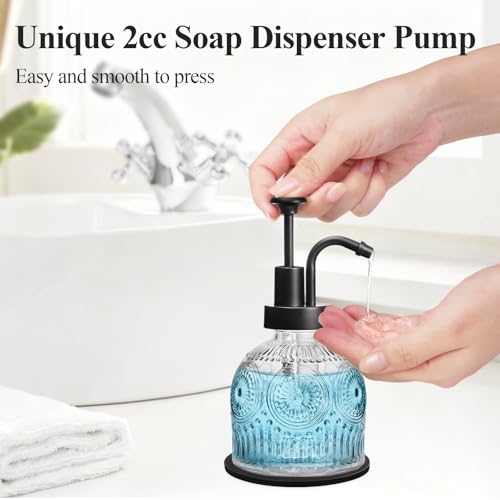 8oz Clear Glass Soap Dispenser with Rust Proof Black Pump (Clear-black Pump-1 Pack)