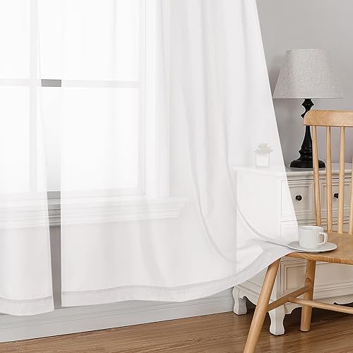White Tier Curtains for Kitchen 24 Inches Long 2 PaSet (White / 42"W x 24"L (Pack of 2))